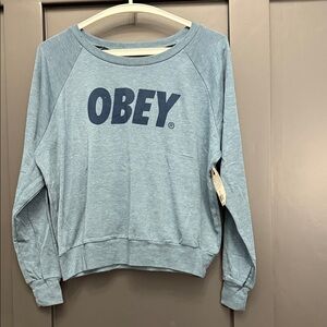 Obey Women's Light Blue Crewneck Sweatshirt